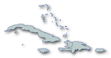 blue and grey map of the Caribbean Islands