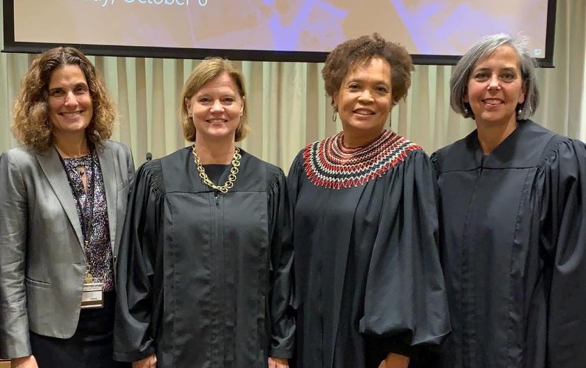 Co-Dean Jessica Berg with Judge Lisa B. Forbes, Judge Michelle J. Sheehan and Judge Emanuella D. Groves 