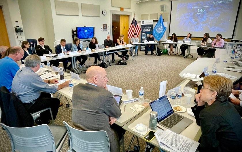 Experts gathered in one of the CWRU classrooms around a large U-shaped table