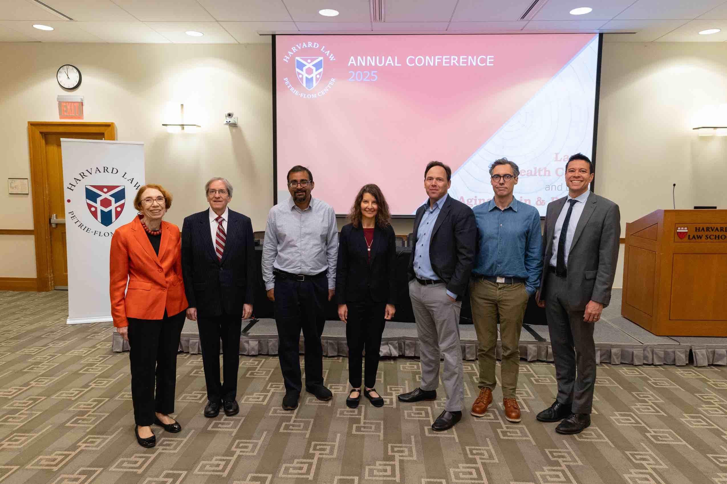 Sharona Hoffman (center) with assembled Harvard Law faculty members