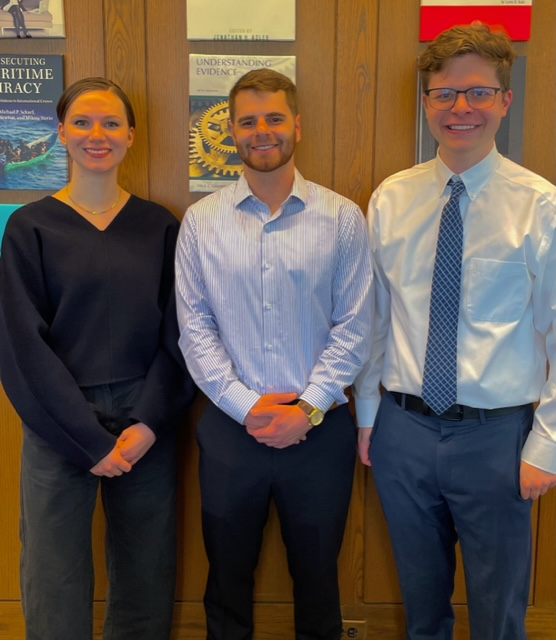 Picture of law students Olivia Jack, Atticus Williams, Owen Stickney