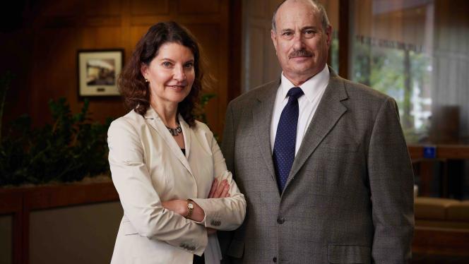 Sharona Hoffman and Max Mehlman standing in the law school lobby