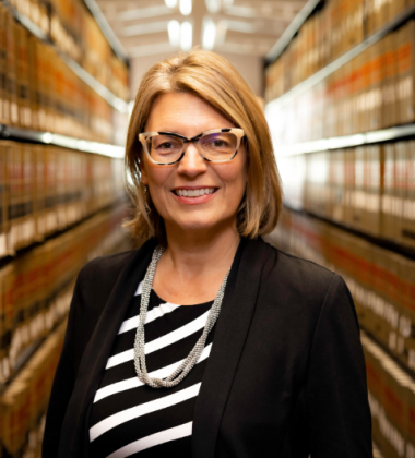 Jessie Hill in the law school library