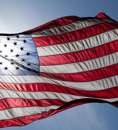 American flag blowing in the wind