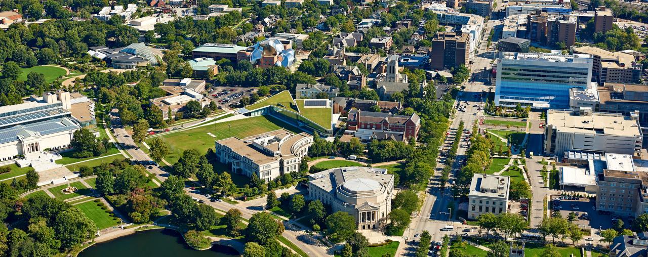 Aerial view of the Case Western Reserve University Campus