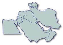 Blue colored map of the Middle East