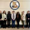 IVPC students in front of United States Patent and Trademark Office seal