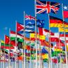 World flags arranged on flagpoles
