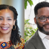 Ayesha Bell Hardaway and Bryan Adamson headshots