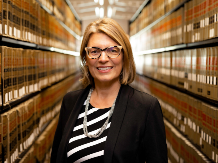 Jessie Hill in the law school library