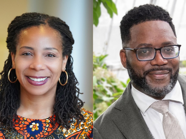 Ayesha Bell Hardaway and Bryan Adamson headshots