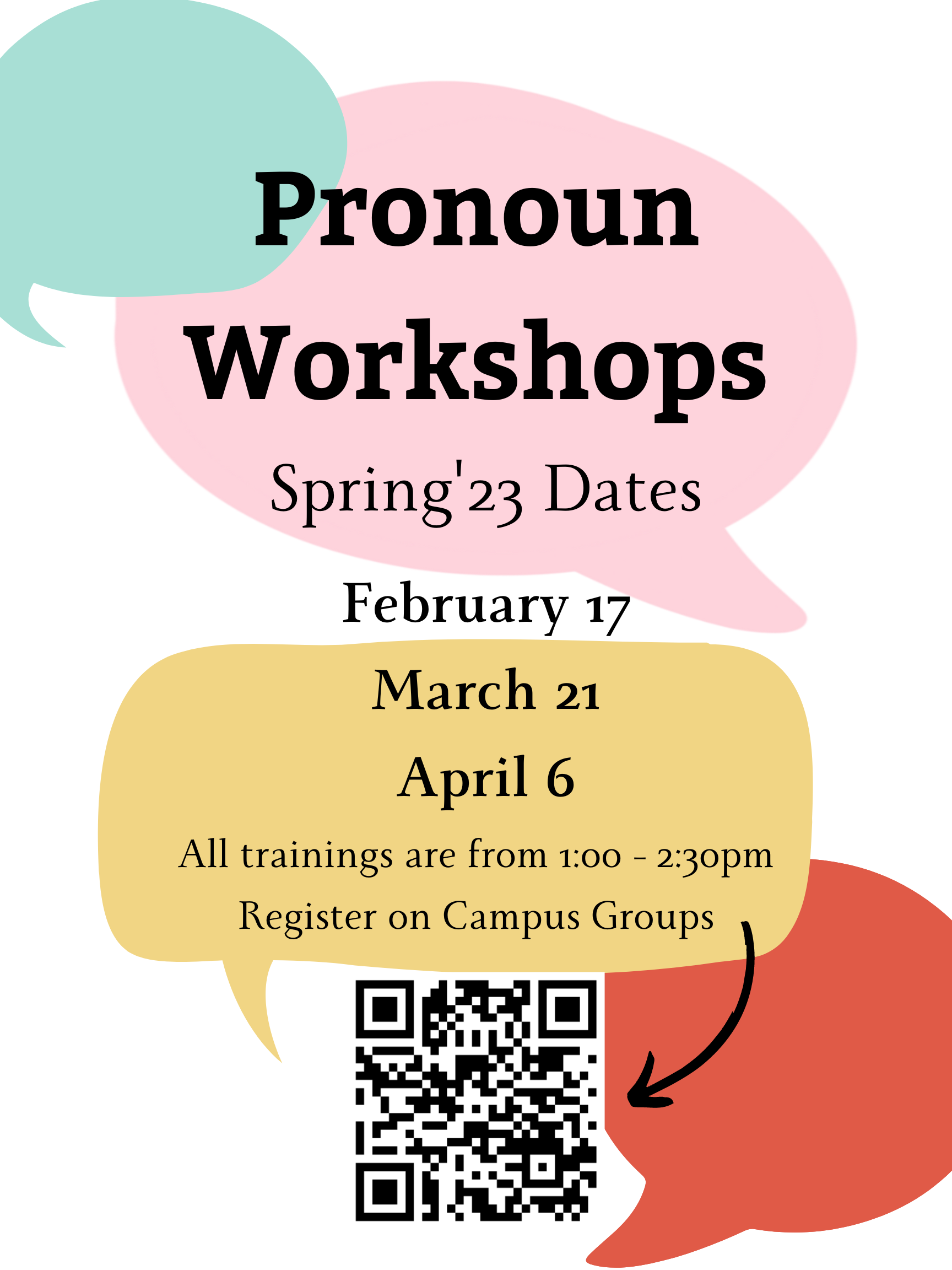 Pronoun Workshop Spring 23 dates