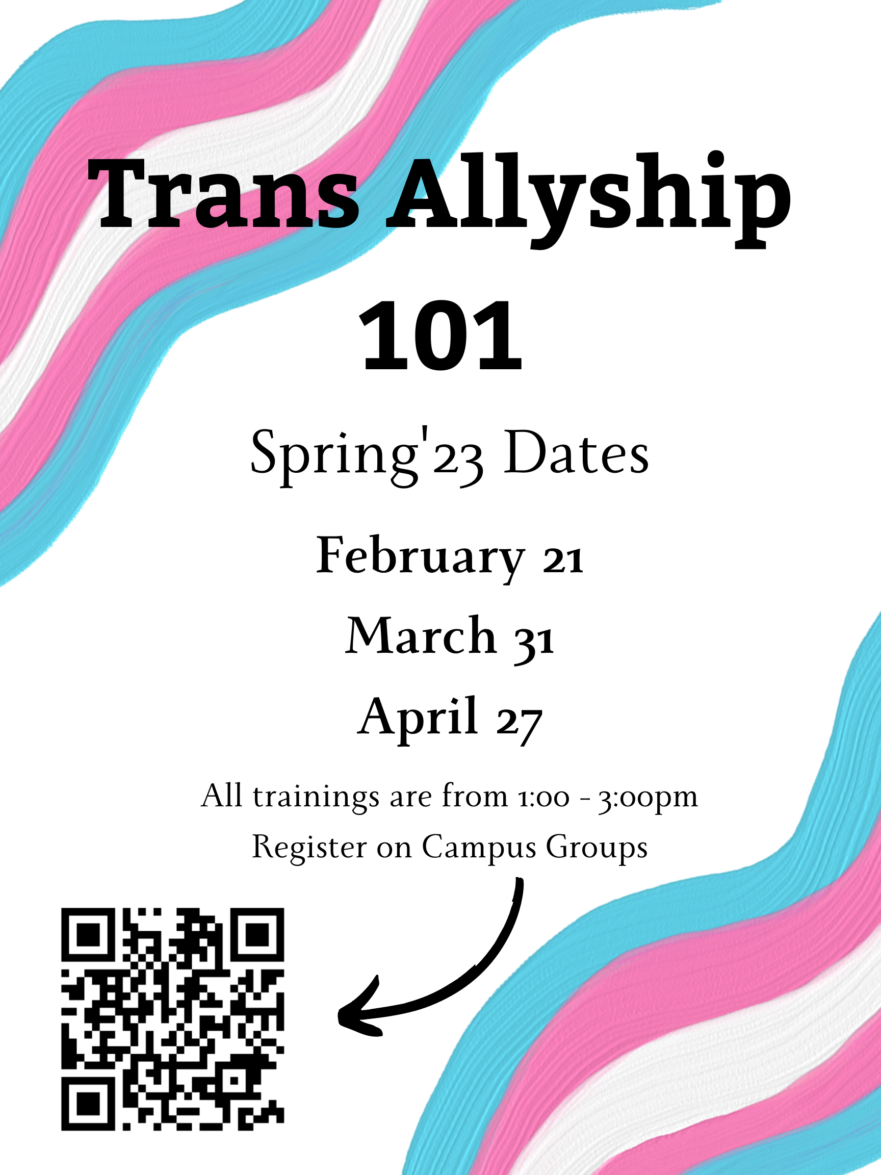 Trans Allyship 101 Spring 23 dates