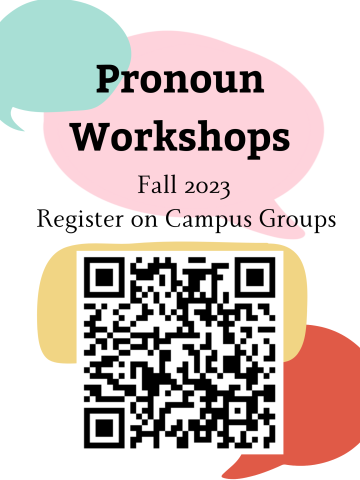 Pronoun Workshop Fall 2023 registration QR code