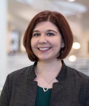 Amanda Koziura in the library atrium