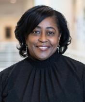 Cheryl Burden in the library atrium