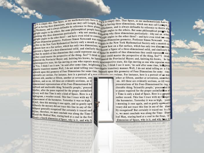 book with open door