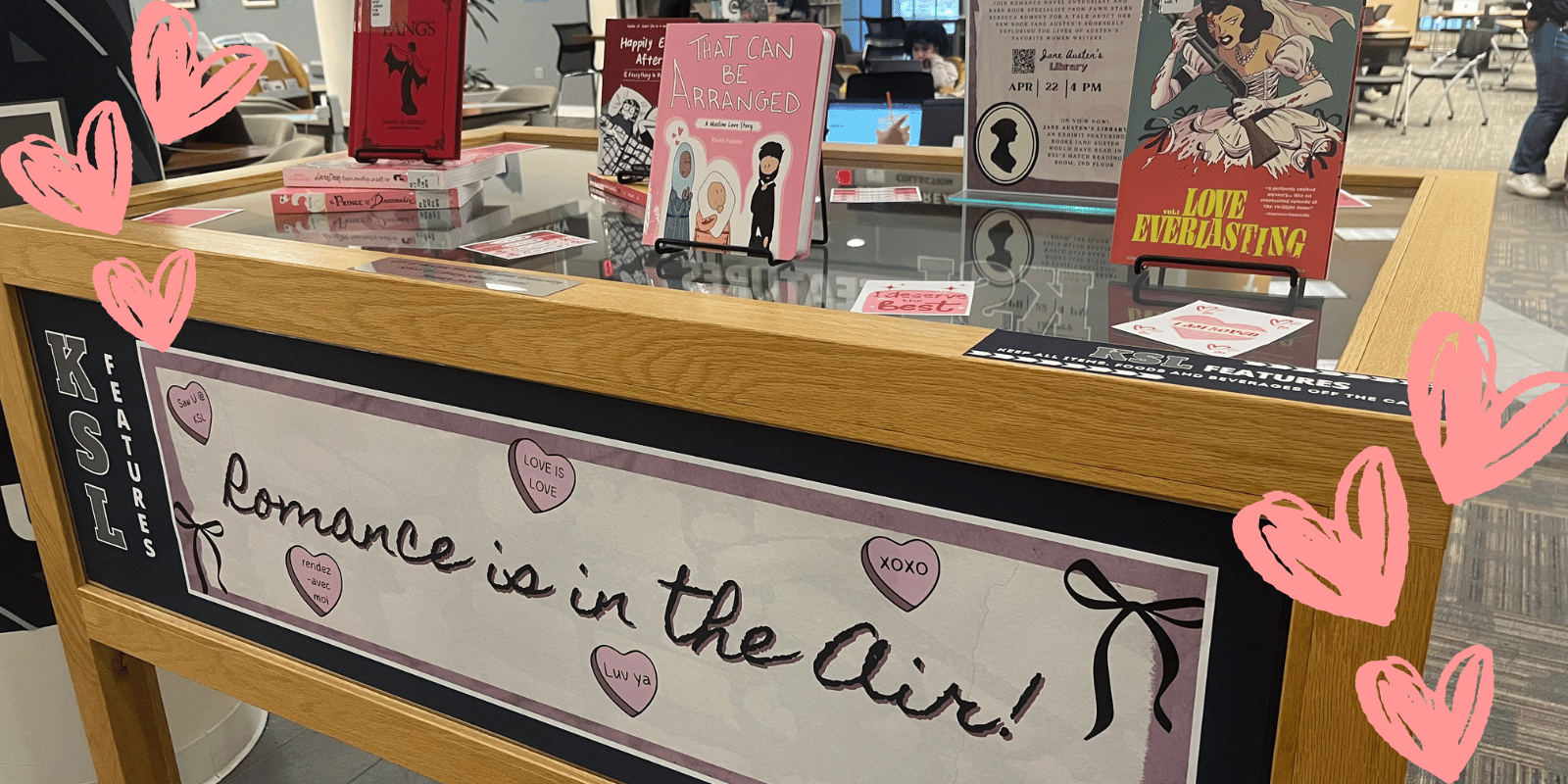 Book display case at Kelvin Smith Library.