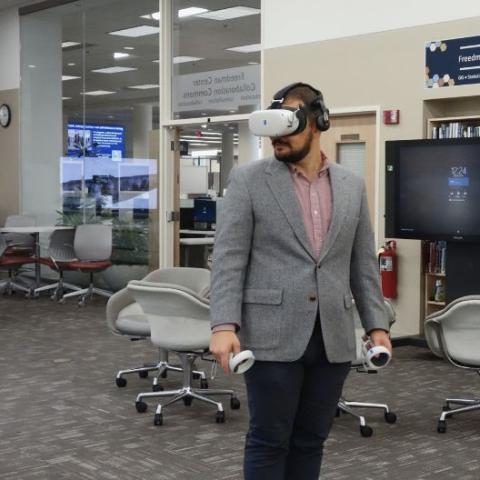 person with VR glasses