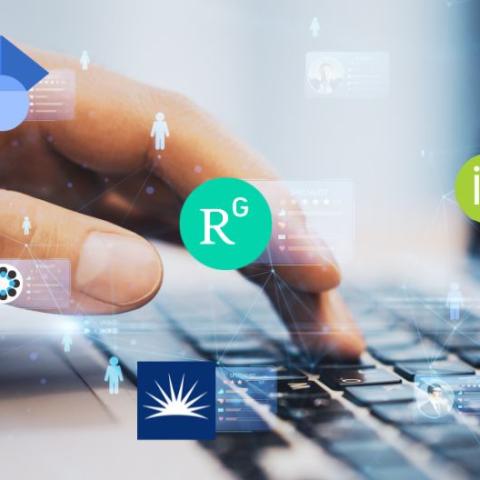 hand on computer keyboard with symbols