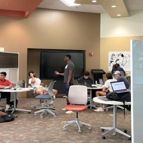 Students studying in the Freedman Center
