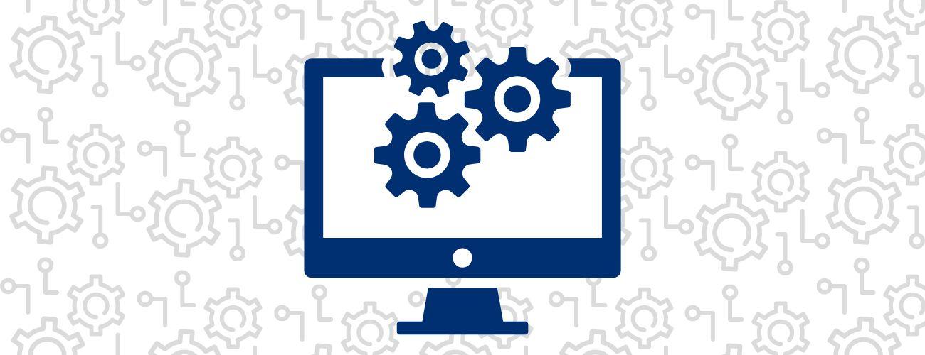Image of computer monitor and gears