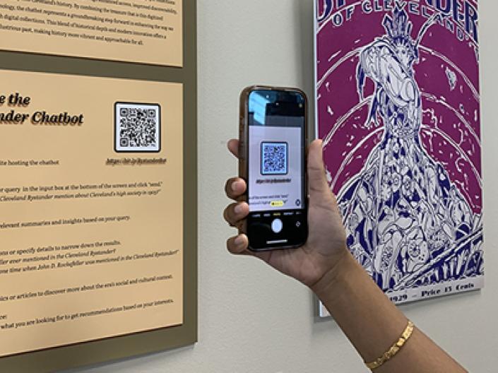 smart phone reading QR code