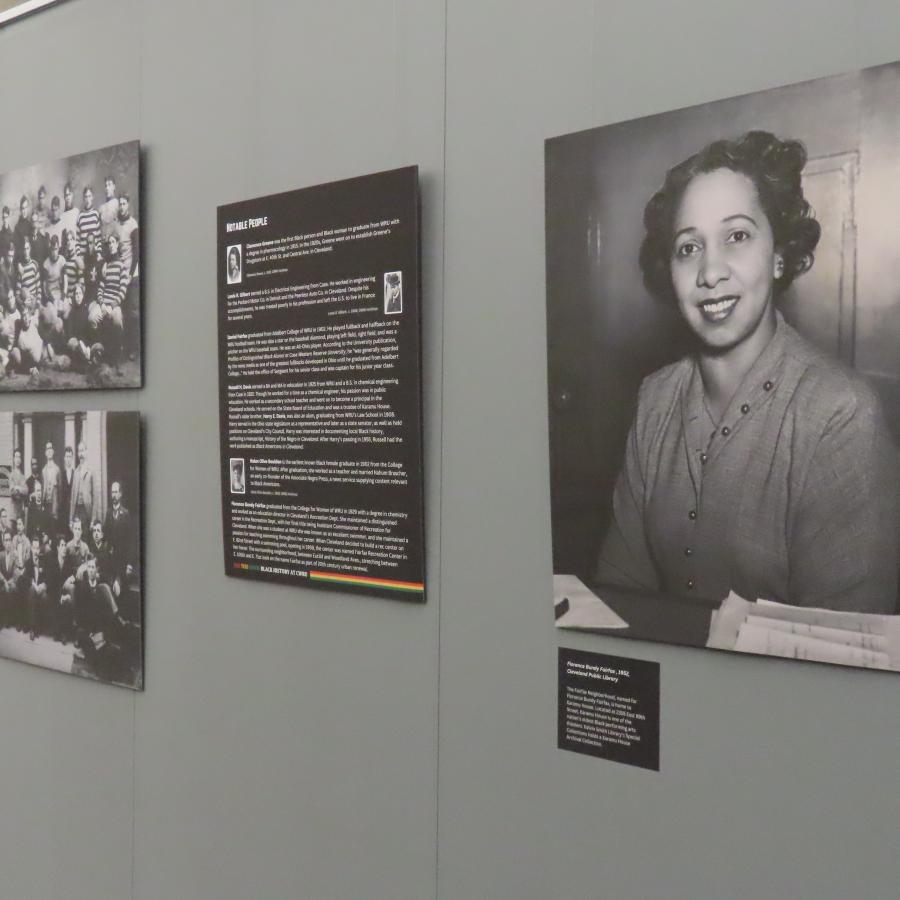 Images on display in art gallery for Black History Month