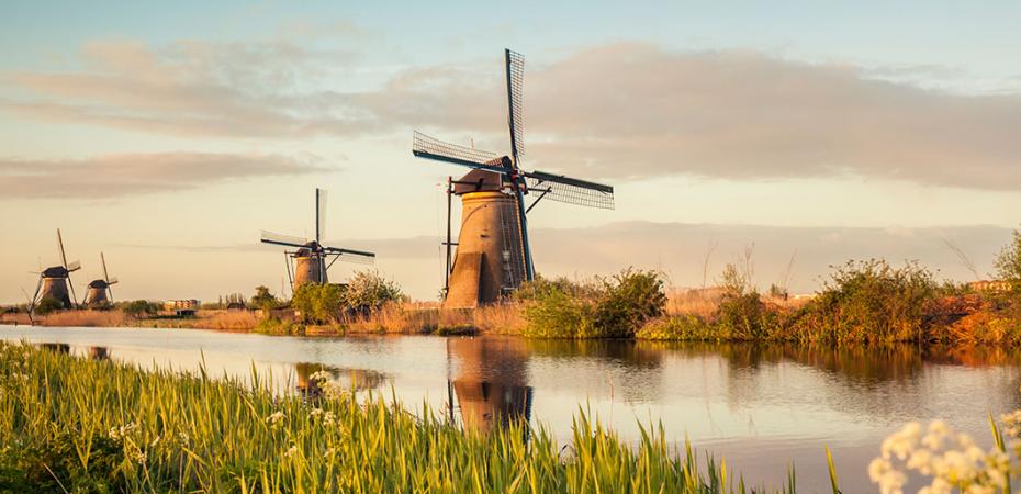 Scenic view of the windmills in the Netherlands