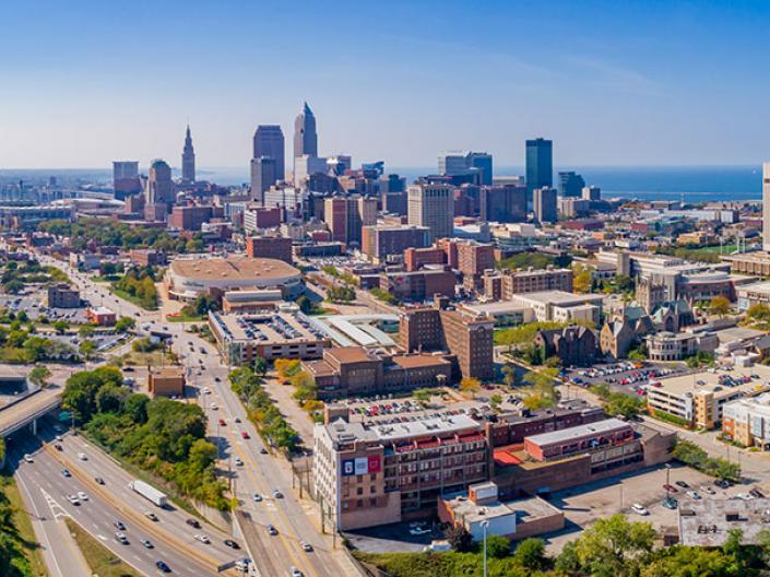 Downtown Cleveland in the summer
