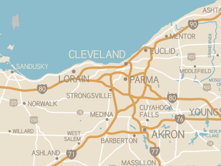 Picture of a map of Ohio showing the north east section