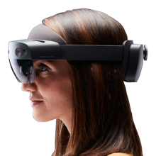 woman wearing hololens glasses