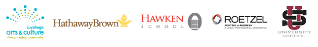 Cuyahoga Arts & Culture, Hathaway Brown, Hawken School, Roetzel, and University School logos