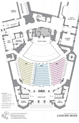 top down rendering of Silver Hall configured for large stage size