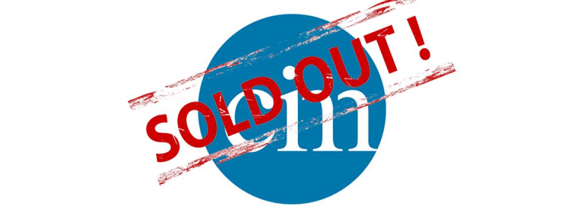 CIM blue circle logo with a red "sold out" stamped over it