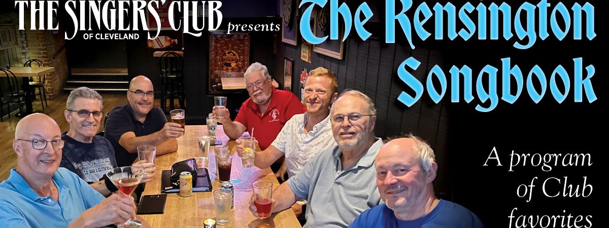 Singers Club of Cleveland, Kensington Songbook - title treatment, logos - image of members at a table with drinks