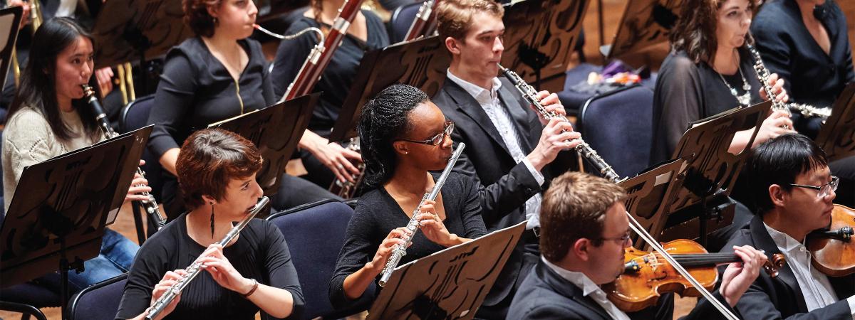 CIM woodwinds playing in formal attire