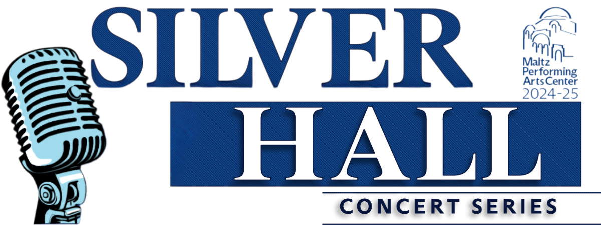 Silver Hall Concert Series logo/banner with microphone