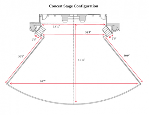 concert stage rendering with dimensions