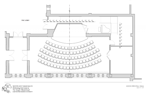 rendering of koch recital hall with seats