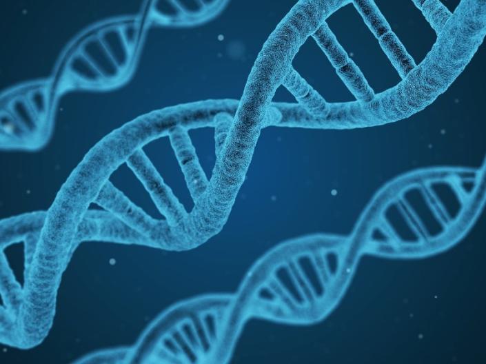 An illustration of DNA strands in blue