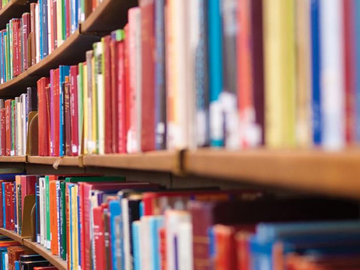 A shelf full of books.