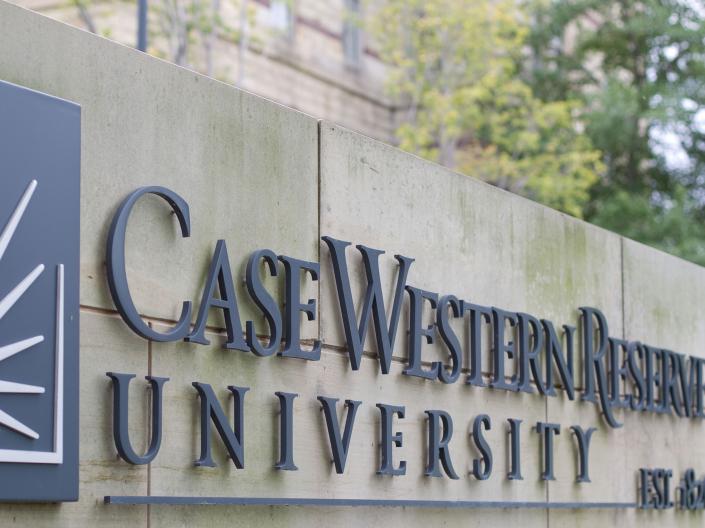 The Case Western Reserve University sign. 
