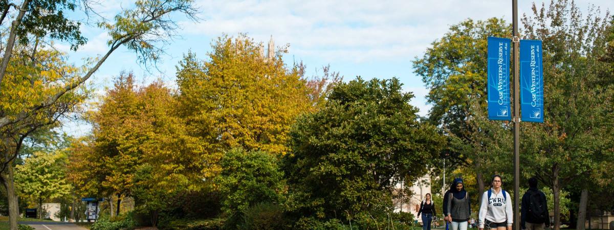 Students walking on campus