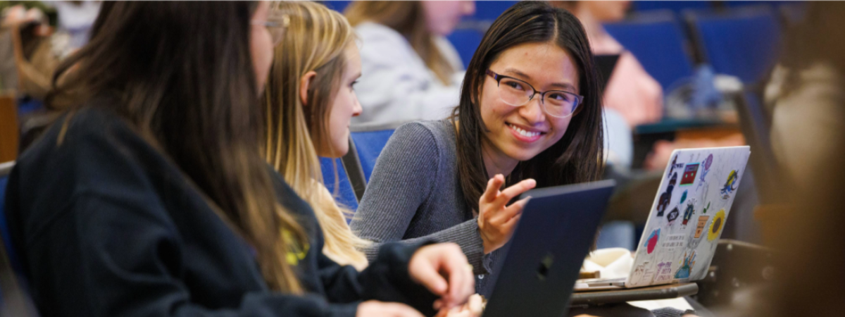 Students collaborating in class