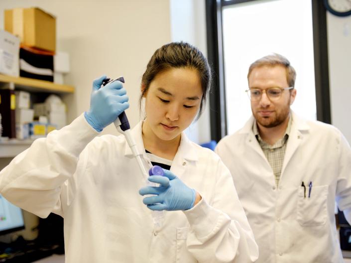 PhD student in lab