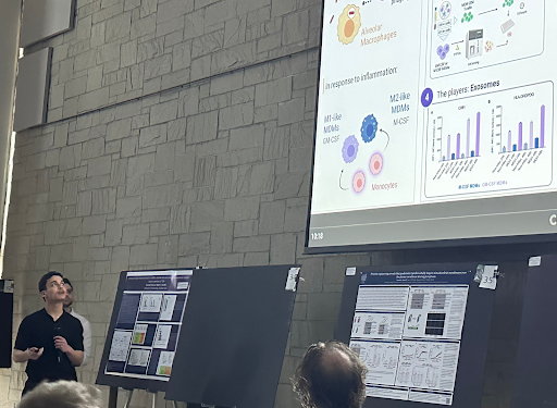 Vinicius delivers a “poster slam” presentation on Mtb-specific CD4 T cell responses to bystander, non-infected macrophages at the Annual Immunology Training Program (ITP) restreat (picture below)