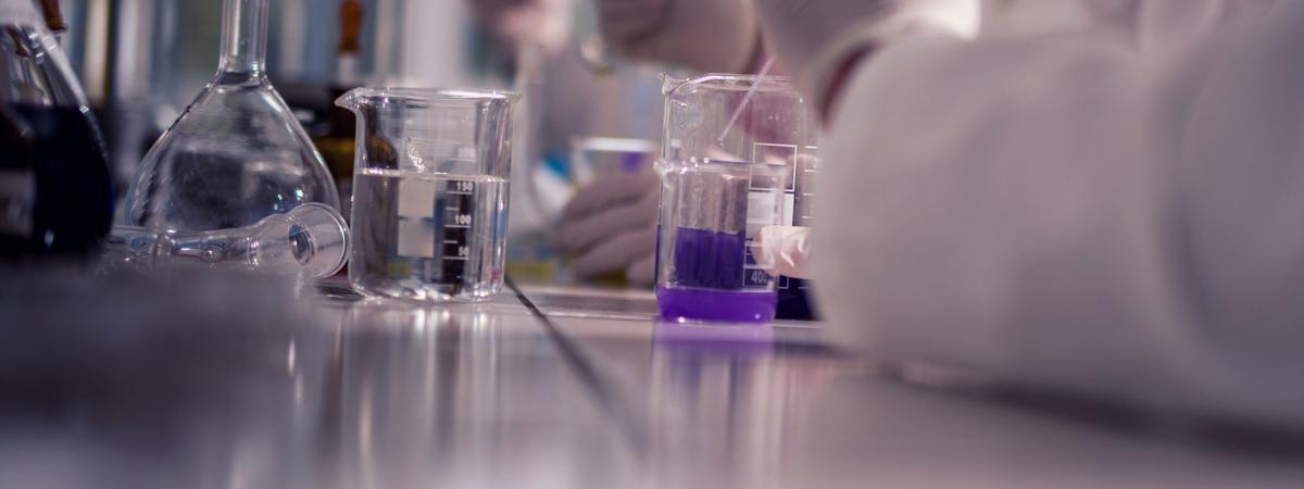 Close up shot of tests being performed in a lab