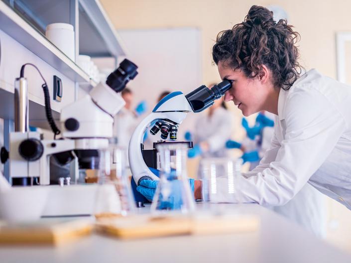 Female researcher working in a lab