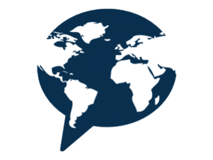 World map text bubble graphic